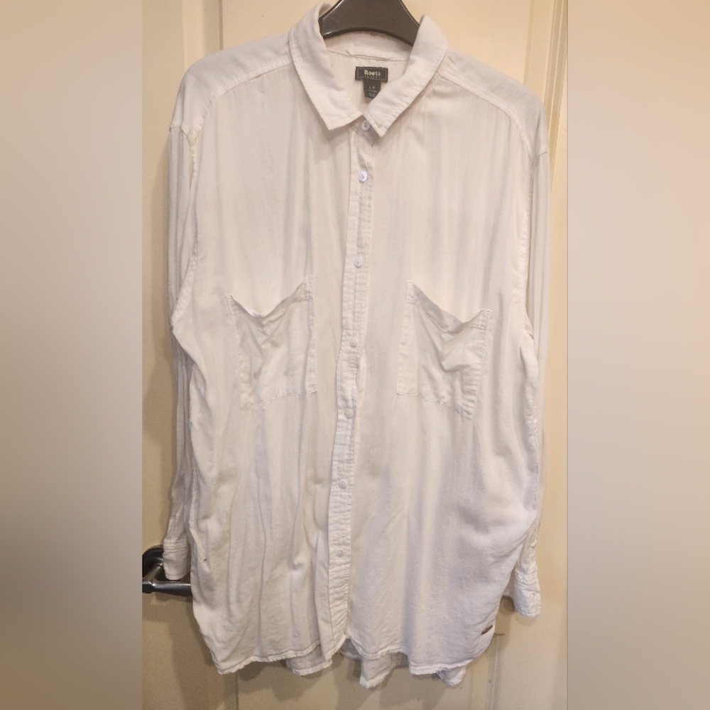 Roots White Casual Button Down Shirt
